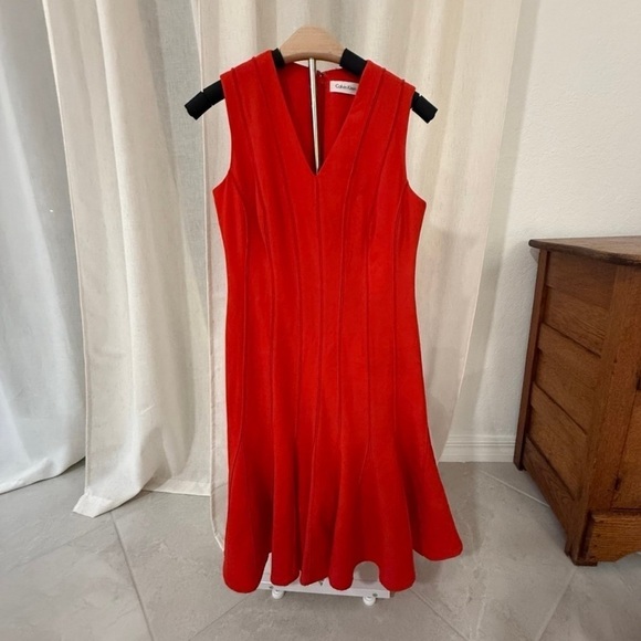 Calvin Klein red dress sleeveless small petite - Picture 2 of 5